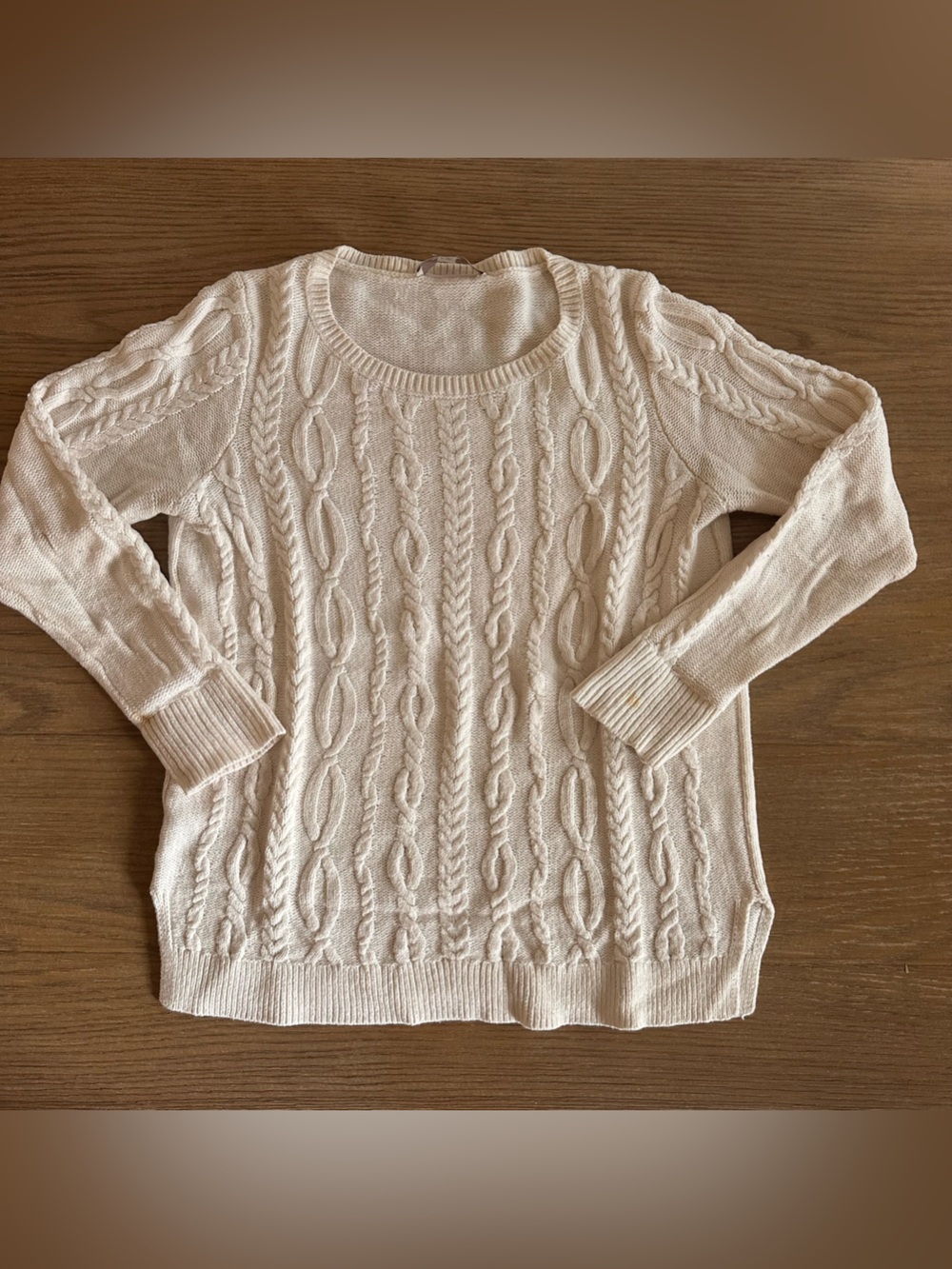 LOFT Women’s Medium Cream Cable Knit Sweater Pullover Crewneck